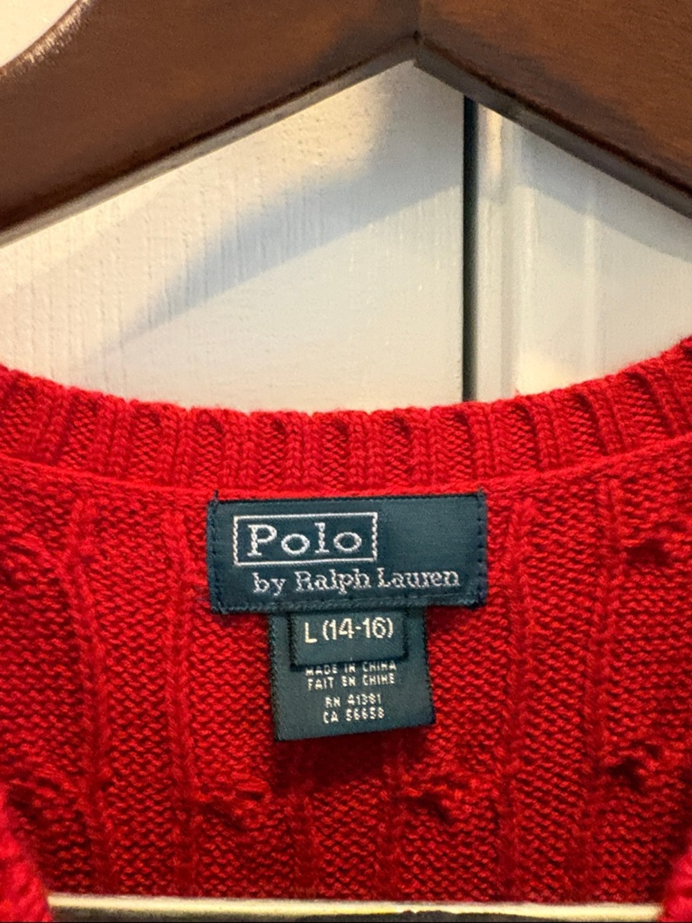 Polo by Ralph Lauren Boys Red Cable Knit V-Neck Sweater Vest Size L (14-16) - Picture 2 of 3
